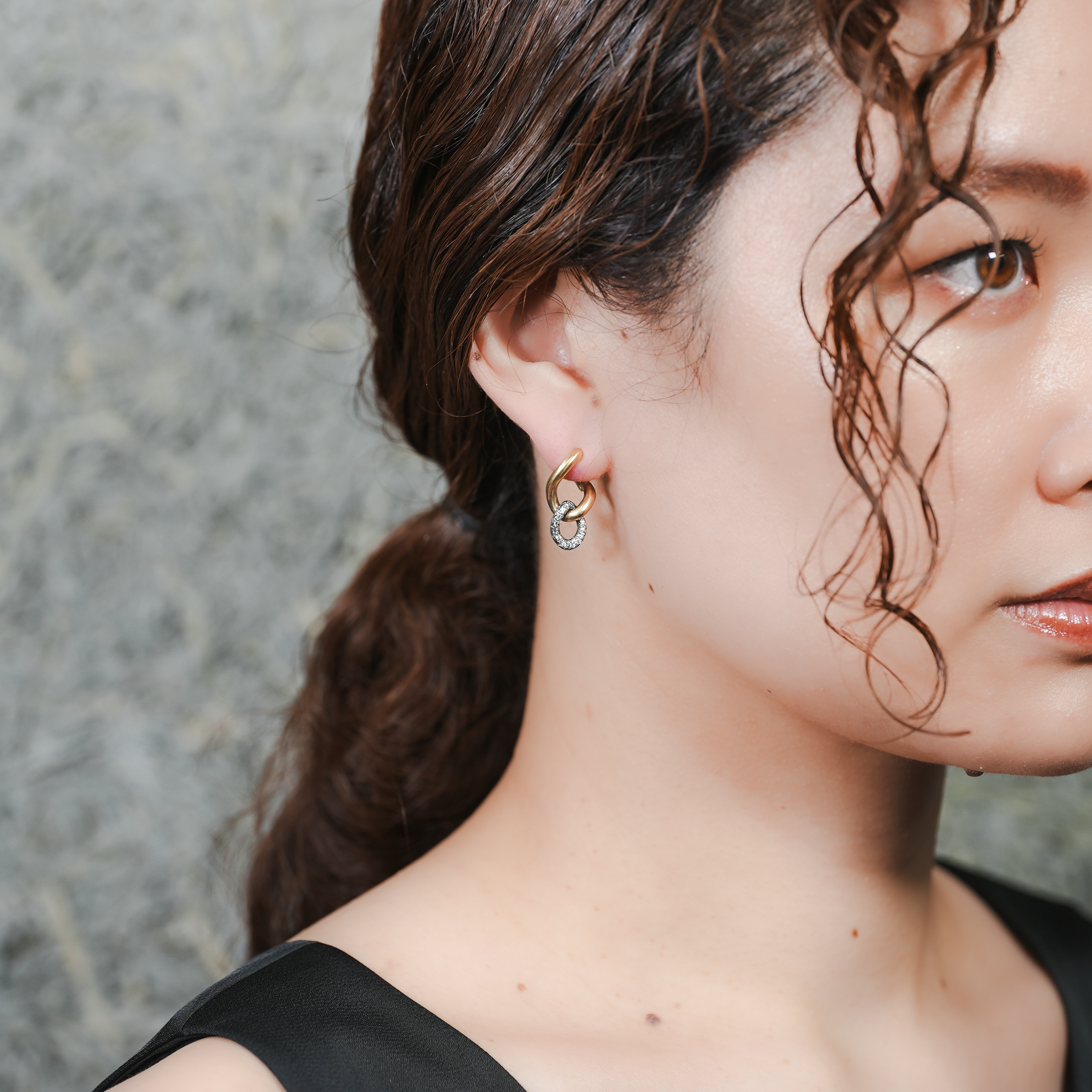 HUMETE GRADATION CHAIN PIERCED EARRINGS [et-P123]